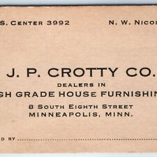 c1910s Minneapolis, MN JP Crotty Co House Decor Business Card Store Merchant C49 picture