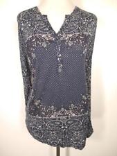 Beautiful Women's XL Lucky Brand Blue Paisley Design Long Sleeve Knit Top picture