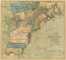 North America Vintage Colonial Map Of The 13 Colonies 20x22 picture
