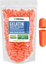 Size 000 Orange Empty Gelatin Pill Capsules Kosher Gel Gluten-Free Made in USA  picture