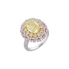 Unique Golden Yellow Citrine With Rose Pink Sapphire & Clear CZ Engagement Ring picture