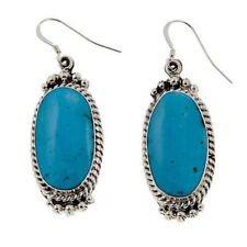 HSN Chaco Canyon Sterling Silver Oval Kingman Turquoise Drop Earrings picture