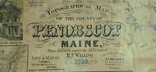 Rare Antique Map 1859 Penobscot County Maine Wall Map showing residences 60x62 picture
