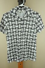 Vintage Devonette Women's Black & White Geometric 50's Blouse Shirt S Small picture