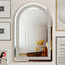 Wisfor Crushed Diamond Mirror Bling Crystal Wall Mounted  Bathroom Mirror Arched picture