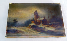 Antique Old Oil Painting On Canvas Russian ?? Church 9.5