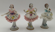 SET OF 3 Volkstedt 1762 Porcelain Lace Ballerinas GENUINE FLAWLESS picture
