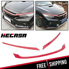 FOR 2016-2021 HONDA CIVIC JDM GLOSSY RED ABS FRONT GRILL TRIM COVER GARNISH- 3PC picture