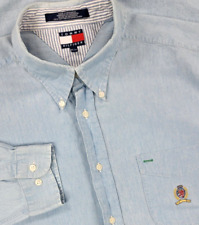 Vtg 90s Tommy Hilfiger Men XL Light Blue Chambray Pockets Cotton Button Up Shirt picture