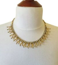 Vintage Sarah Coventry Spike Choker Modernist Astro Necklace Gold Tone Crystal picture