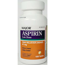 Major Low Dose Aspirin 81 mg EC Table 1000Count Baby Aspirin Generic Bayer 12/25 picture