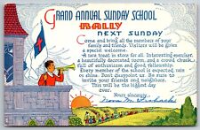 Rally Day Edgemont Maryland MD 1939 Sunday School Christian Flag Bells  Postcard picture