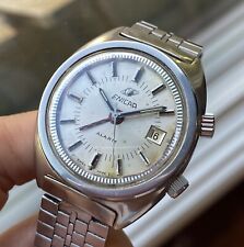 Vintage Enicar Alarm Watch Dual Crown 35.5mm All Stainless Steel Works Well picture