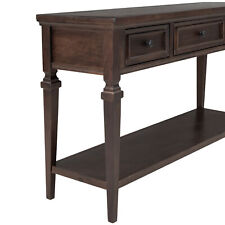 TREXM Retro Console Table with 3 Drawers and Open Bottom Shelf picture