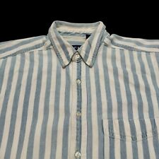 Vintage Gap Denim Long Sleeve Button Shirt Mens L Blue White Stripes Retro Hip picture