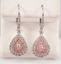 2.00Ct Round Cut Real Moissanite Drop Dangle Earrings 14K White Gold Plated picture