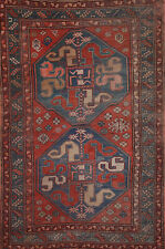 Pre-1900 Antique Geometric Kazak Vegetable Dye Russian Rug 5x7 Hand-knotted Wool picture