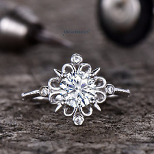 Moissanite Vintage Engagement Ring 1.50 CT Round Cut Solid 14K White Gold VVS1 picture