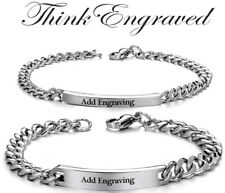 Personalized Couples Bracelets - Matching His and Hers Steel Bracelets picture