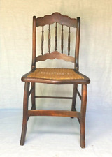 Antique Vintage Walnut Wood Cane Seat Chair - Rare picture