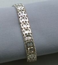 Vintage Sterling Silver Diamond Cut Riccio Bracelet Signed Milor Italy  7.5” picture