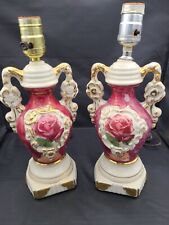 Set Of Beautiful Antique 1940s Ulrich Victorian Art Deco French Ceramic Urn Lamp picture