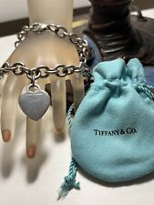 Great Tiffany & Co. Sterling Silver Heart Tag Charm Chain Necklace picture