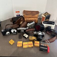 Vintage Camera Lot Equipment Minolta Konica Kodak Lenses Film Cases And More picture