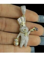 2.00Ct Round Cut Moissanite Pillsbury Doughboy Pendant Yellow Gold Plated Silver picture