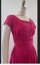 Vintage 1950s Raspberry Pink Rhinestone Dress picture