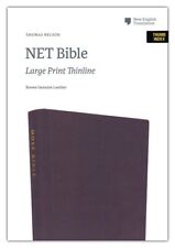 NET Bible Thinline Large Print, Genuine Leather, Brown, Thumb Indexed, Comfort P picture