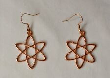 Atomic earrings, copper, rose gold, unique, pendant measures 1 1/4 inches high picture