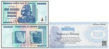 Zimbabwe 100 Trillion Banknote 1 Note AA/2008, P-91 UNC Authenticity Guaranteed picture