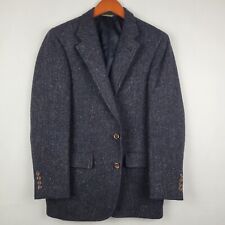 VTG Harris Tweed Sport Coat Mens 36R Dark Gray Multi Handwoven Scottish Wool picture