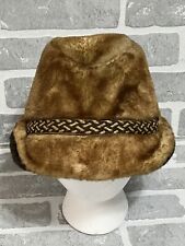 Vintage Mens Medium Brown Faux Fur Hat picture