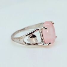 Natural Rose Quartz 13X9 MM Oval 925 Sterling Silver Plated Handmade Ring Size10 picture