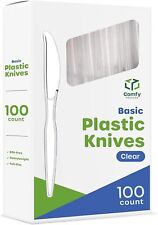 [100 Pack} Heavy Duty Disposable Basic Plastic Knives - Clear  picture