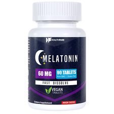 Healthfare Melatonin 60mg | 90 Tab Ultra Strength Fast Dissolve Vegan Formula picture