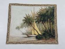 Vintage Verdure Boat Scene Wall Hanging Tapestry 104x86cm picture
