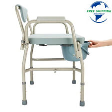 Heavy-duty Commode,Adjustable Height Toilet Chair w/ Back & Drop-arms,Free Ship picture