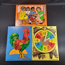 Judy Instructo Vintage Wooden Puzzle Lot 1970s Time Clock Shoe Salesman Rooster picture
