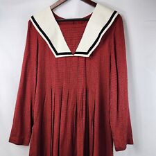 Vintage Sarah Elizabeth Size 12 Red & Black Dress with White Collar Cottagecore picture