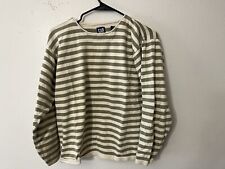Vintage Womens Gap Sweater Green & Beige Striped Size Medium Crew Long Sleeve picture