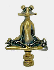 FROG MEDITATING LAMP SHADE FINIAL- ANTIQUE BRASS FINISH #108 picture