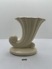 Vintage VTG USA Pottery Shawnee? McCoy? Cornucopia Vase Planter Ivory White picture