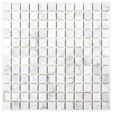 Marble Mosaic Tile 1x1 Squares Kitchen Bathroom Wall Floor Backsplash White picture
