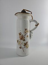 Vintage O'keefe California Pottery Tall Pitcher with Cork, Leaves Flowers motif picture