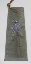 Hand Painted Flowers on Flat Hanging Stone Signed DZINI picture
