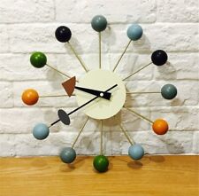 Wood Ball Wall Clock 13 in George Nelson Style Mid Century Modern living room picture