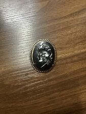 Vintage Hematite Roman Soldier Pin, 1930's Cameo New Setting picture